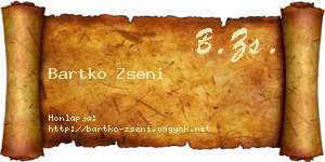 Bartko Zseni névjegykártya